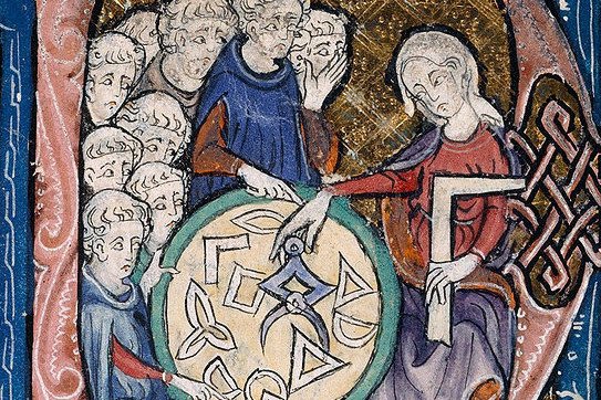 Woman teaching geometry